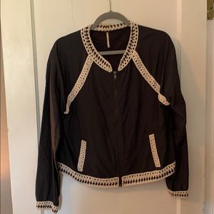 Free People crochet detail zipfront jacket